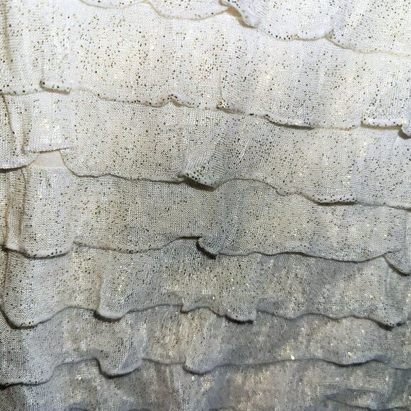 Free People cream gold sparkles ruffle tiers spaghetti strap dress - Picture 7 of 7